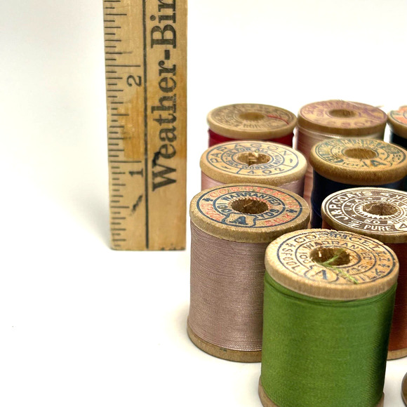 Vintage Silk Thread on Wooden Spools Lot of 11 - Picture 5 of 5